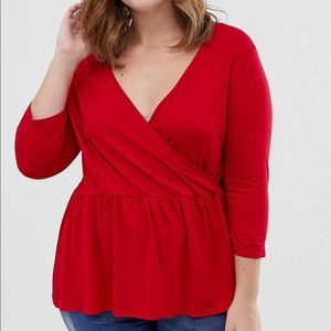 ASOS Red Jersey Wrap Top - US 22